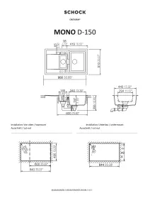 Schock Composite Granite Mono 1.5 Bowl & Drainer Polaris Inset/Undermount Kitchen Sink - MOND150PO