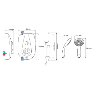 Mira Go Gloss White Manual Electric Shower, 8.5kW