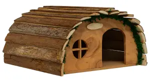 Woodside Wooden Hedgehog House with Log Roof