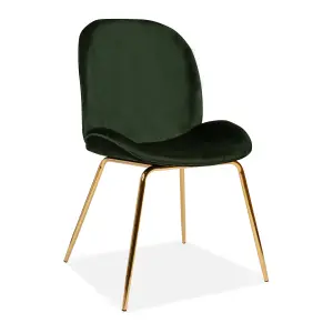 Beetle Journey Green Dining Chair With Gold Metal Legs Legs