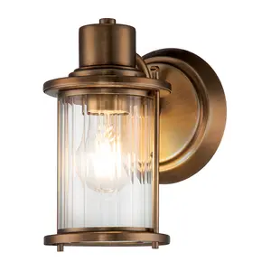 Elstead Quoizel Riggs Wall Lamp Weathered Brass, IP44