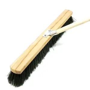 50 cm / 20 in Traditional Wooden Sweeping Broom Soft Bristle Brush for Indoor Outdoor Yard with 115 cm Long Handle