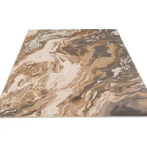 Silver Beige Metallic Marble Lustre Sheen Rug 120x170cm