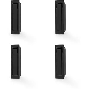 4 PACK Flush Sliding Pocket Door Pull Handle - Matt Black 70mm x 19mm Finger Edge