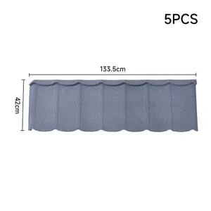 5 Pcs Grey Tudor Tile Stone Coated Metal Sheet Roofing Shingles L 1335mm x W 420mm