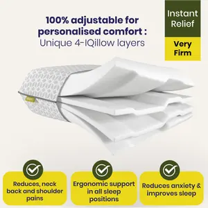 Brightr Eclipse Best Firm Pillow for Back & Neck Pain Relief - Adjustable Orthopedic Memory Foam Pillow for Side & Back Sleepers