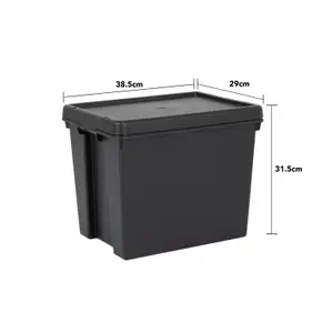 3 x Wham Bam 24L Stackable Recycled Plastic Storage Box & Lid Black