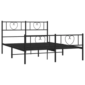 Berkfield Metal Bed Frame with Headboard and Footboard Black 160x200 cm