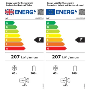 NEFF K16873FE0G 70:30 Integrated Fridge freezer
