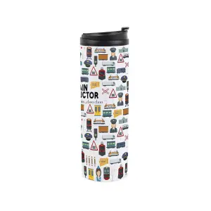 Train Conductor Travel Mug - Novelty Railway Workers Gift - Stainless Steel Double-Walled Hot/Cold Drinks Travel Flask