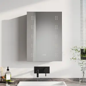 Wall-mounted LED Mirror Single Door Storage Cabinet with Sensor 70 x 50cm