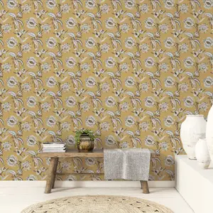 Galerie Into The Wild Metallic Gold Abstract Floral Wallpaper Roll