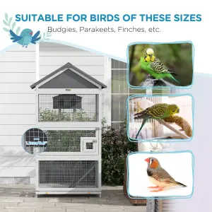 PawHut Bird Cage w/ Stands for Finches, Parakeets, Small Birds - Grey