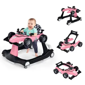 Costway 4-in-1 Foldable Baby Walker Activity Push Walker w/ Adjustable Height & Speed