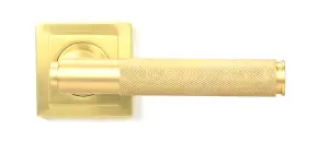 Satin Brass Brompton Lever on Rose Set (Square)