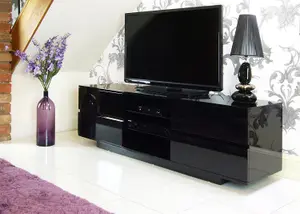 Centurion Supports Avitus Gloss Black with 4-Black Drawers and 2 Shelves up to 65" LED, LCD, Plasma TV Stand