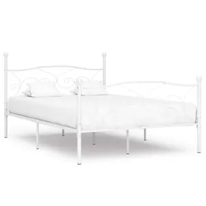 Berkfield Bed Frame with Slatted Base White Metal 120x200 cm