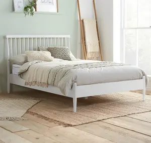 White Single Bed Frame Oak Birlea Malmo 3FT 90cm Bedstead Scandia Spindle