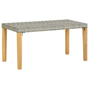 Berkfield Garden Bench 120 cm Grey Poly Rattan and Solid Acacia Wood