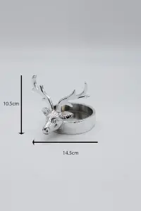 Christmas Silver Stag Candle Holder