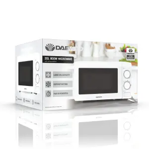 Daewoo Microwave 800W 20 Litre With Defrost Energy Efficient Cooking White