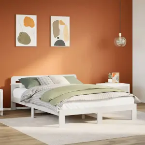 Berkfield Bed Frame without Mattress White 140x200 cm Solid Wood Pine