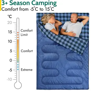 Trail Cotton Double Sleeping Bag Luxury Flannel Lined 3 to 4 Season with Bag