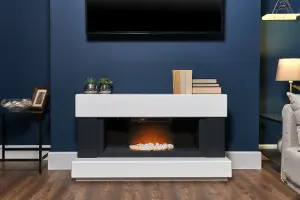 Adam Verona Fireplace Suite in Pure White & Charcoal Grey, 48 Inch