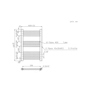 Rinse Modern Bathroom Heated Towel Rail Ladder Radiator 600x400mm Straight for Bathroom Kitchen Chrome