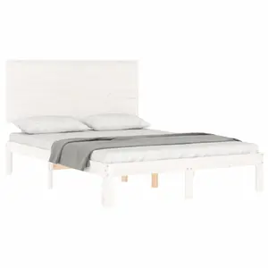 Berkfield Bed Frame with Headboard White 140x190 cm Solid Wood