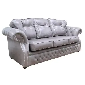 Chesterfield Handmade 3 Seater Sofa Old English Lead Leather In Era Style