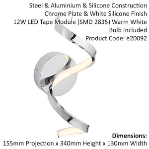 Bathroom Wall Light Fitting - Chrome Plate & White Diffuser - Warm White LED