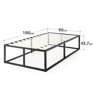 Dekker Minimal Metal Bed - 46 cm High Black / Single (3')