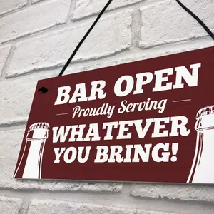 Red Ocean Bar Sign, OPEN Sign, Bar Sign Funny, Man Cave Sign, Shed Sign, Pub Sign, Sign Hanging Plaque