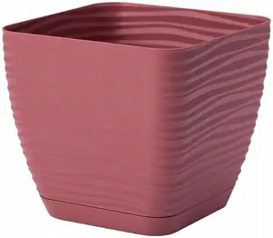 Plant Pot Flowerpot Square Plastic Modern Decorative Small Medium Large Marsala 13cm