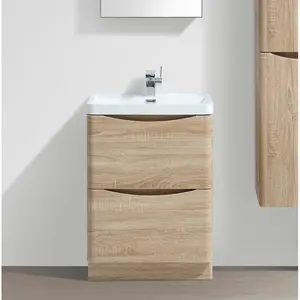 Stanhope 600mm Single Bathroom Vanity with Integrated Resin Basin Light Oak