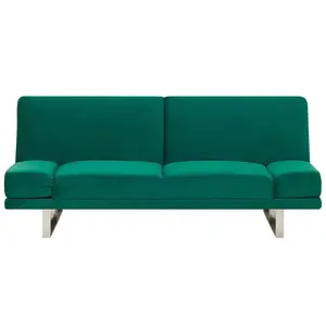 Beliani Glam Sofa Bed YORK Green Velvet