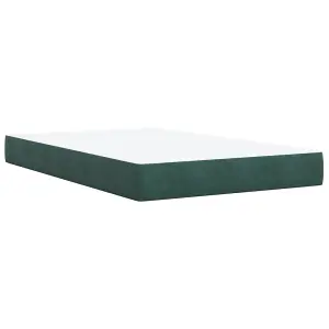 Berkfield Box Spring Bed with Mattress Dark Green 120x200 cm Velvet