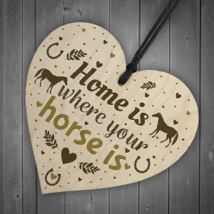 Red Ocean Horse Gifts For Women Wooden Heart Horse Gifts For Girls Horse Accessories Cute Country Home Accessory Gift Sign