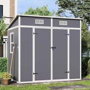 Waterproof Outdoor Storage Shed Garden Storage Tool Shed Lockable Door,Light Grey