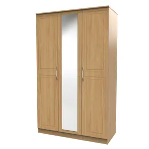 Stafford Triple Mirror Wardrobe in Modern Oak (Ready Assembled)