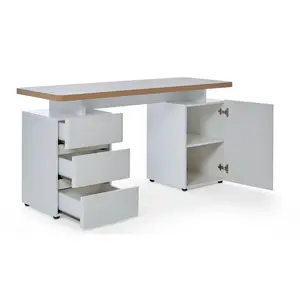 Ercie Desk White/Riviera Oak