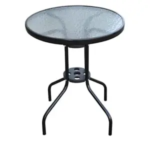 Garden Round Glass Metal Outdoor Side Table