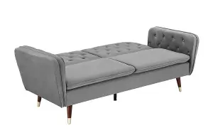 Whitby Velvet Fabric Sofa Bed 3 Seater Padded Suite Click Clack Luxury Recliner Sofabed, Dark Grey