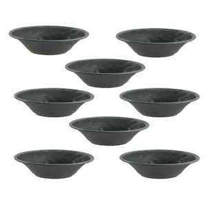 Purely Home Crackle Grey Melamine Low Bowls - Set of 8