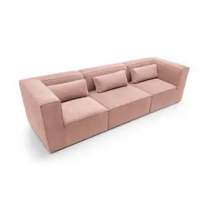 Doris Modular 4 Seater Sofa in Pink Cord Chenille