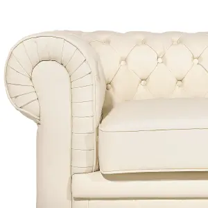 Leather Living Room Set Cream CHESTERFIELD