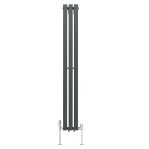 Right Radiators 1600x200 mm Vertical Single D Shape Flat Panel Designer Radiator Anthracite