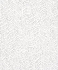 Galerie Serene Collection Metallic White Botanical Leaves Wallpaper Roll