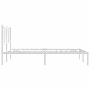 Berkfield Metal Bed Frame without Mattress with Headboard White 140x190cm